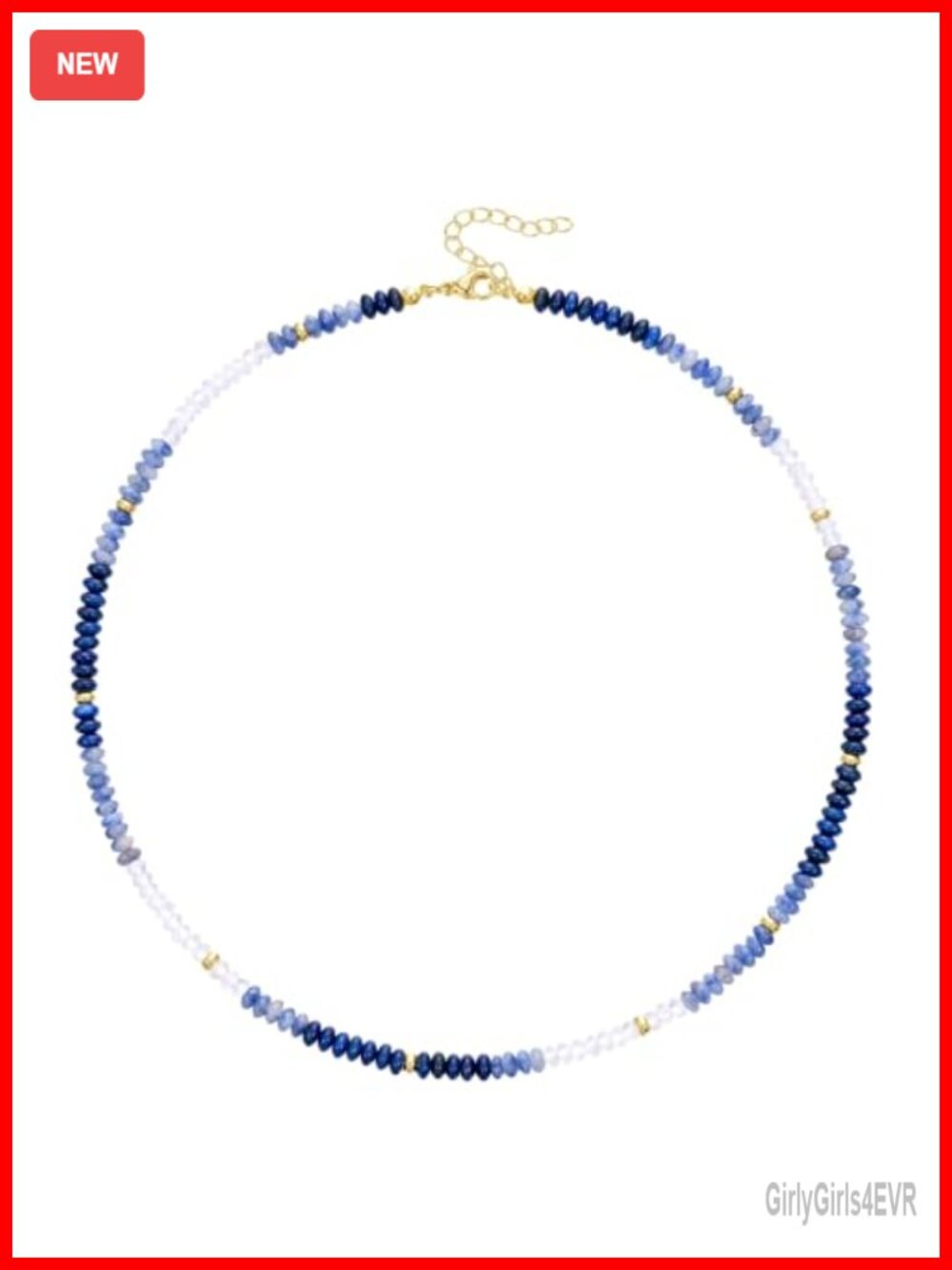 Beaded Choker Necklace for Women, 14K Gold Plated Chain, Natural Stone